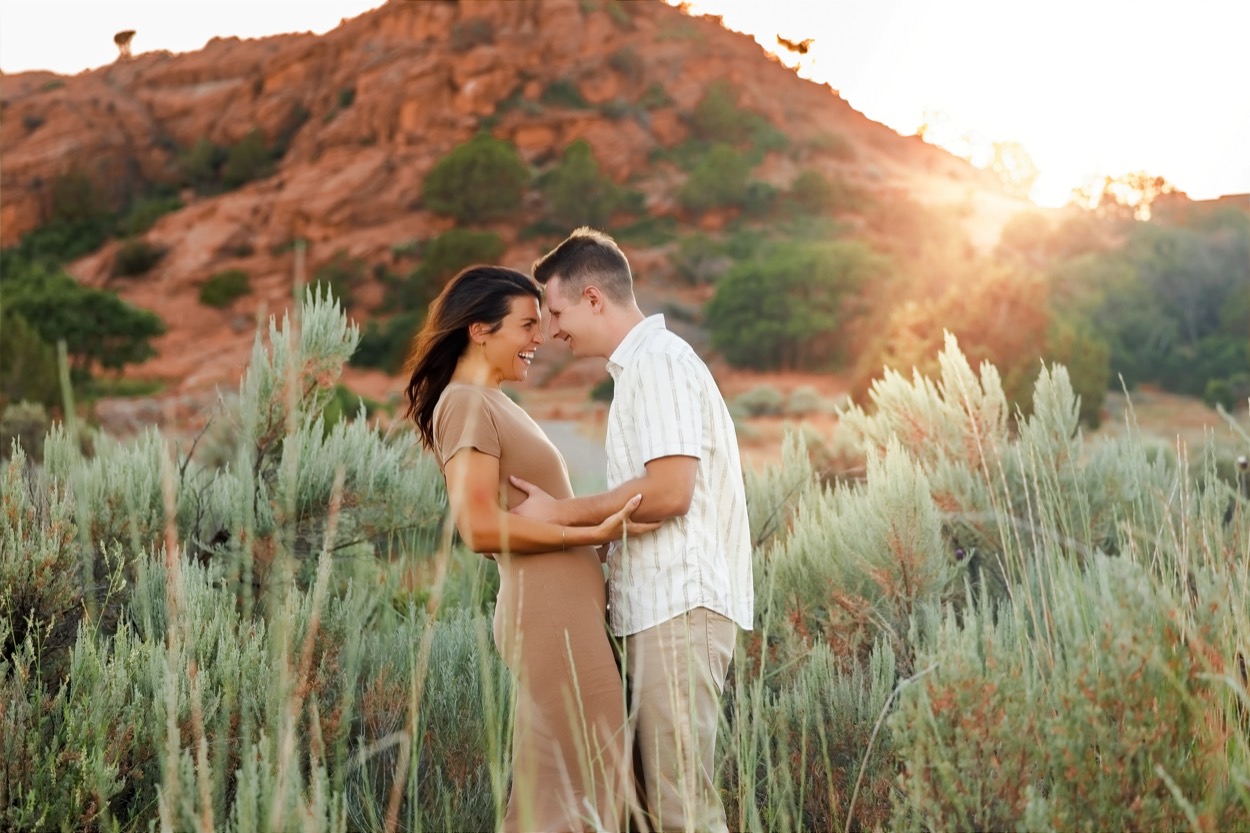 A couple photographed outdoors in natural light