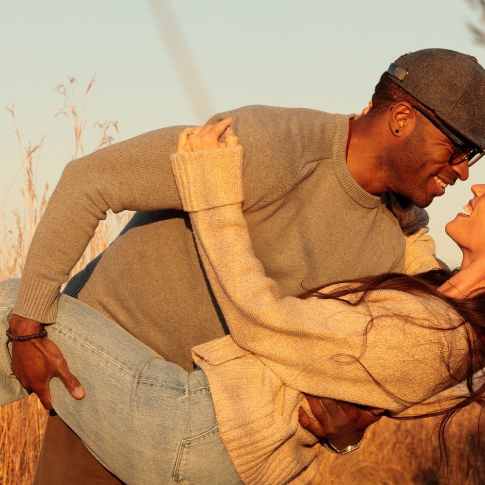 A couple photographed outdoors in natural light