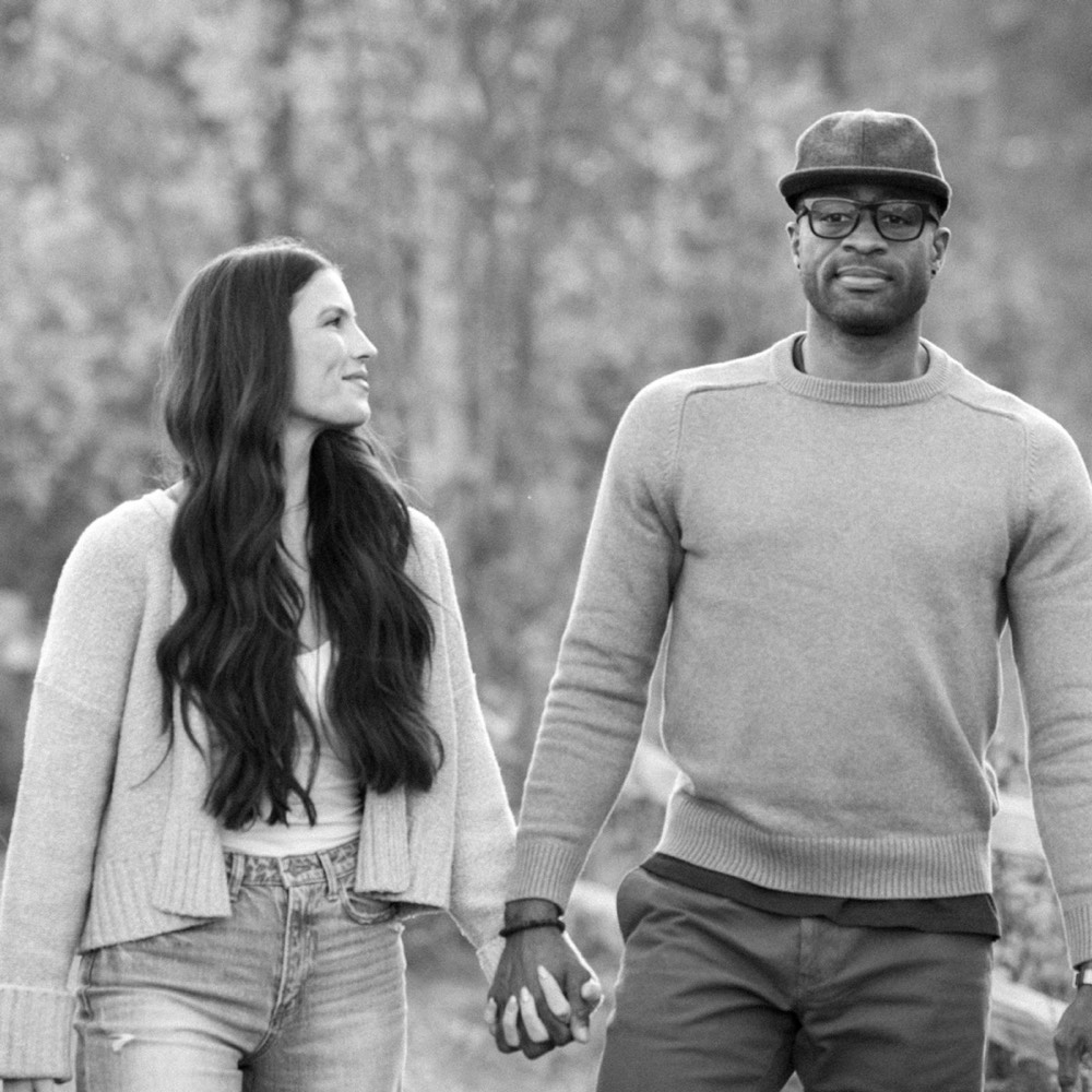 A couple photographed outdoors in natural light